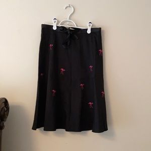 Black with flamingos a-line skirt